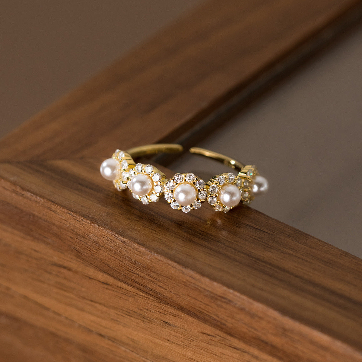 Pearls Diamond Ring