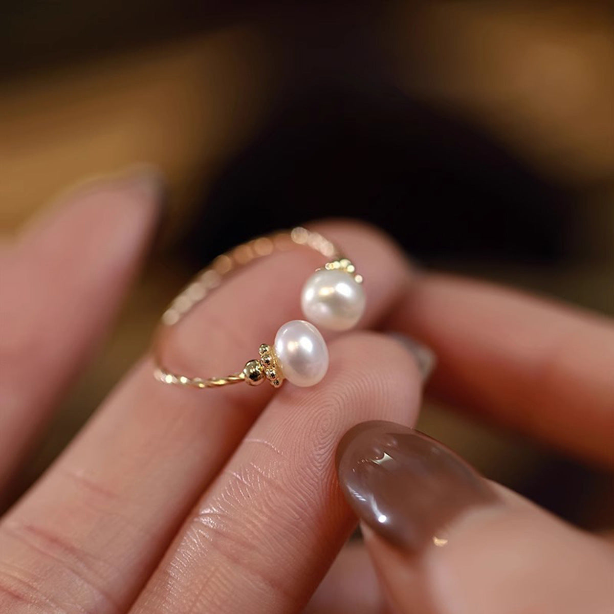 Adjustable Pearl Ring