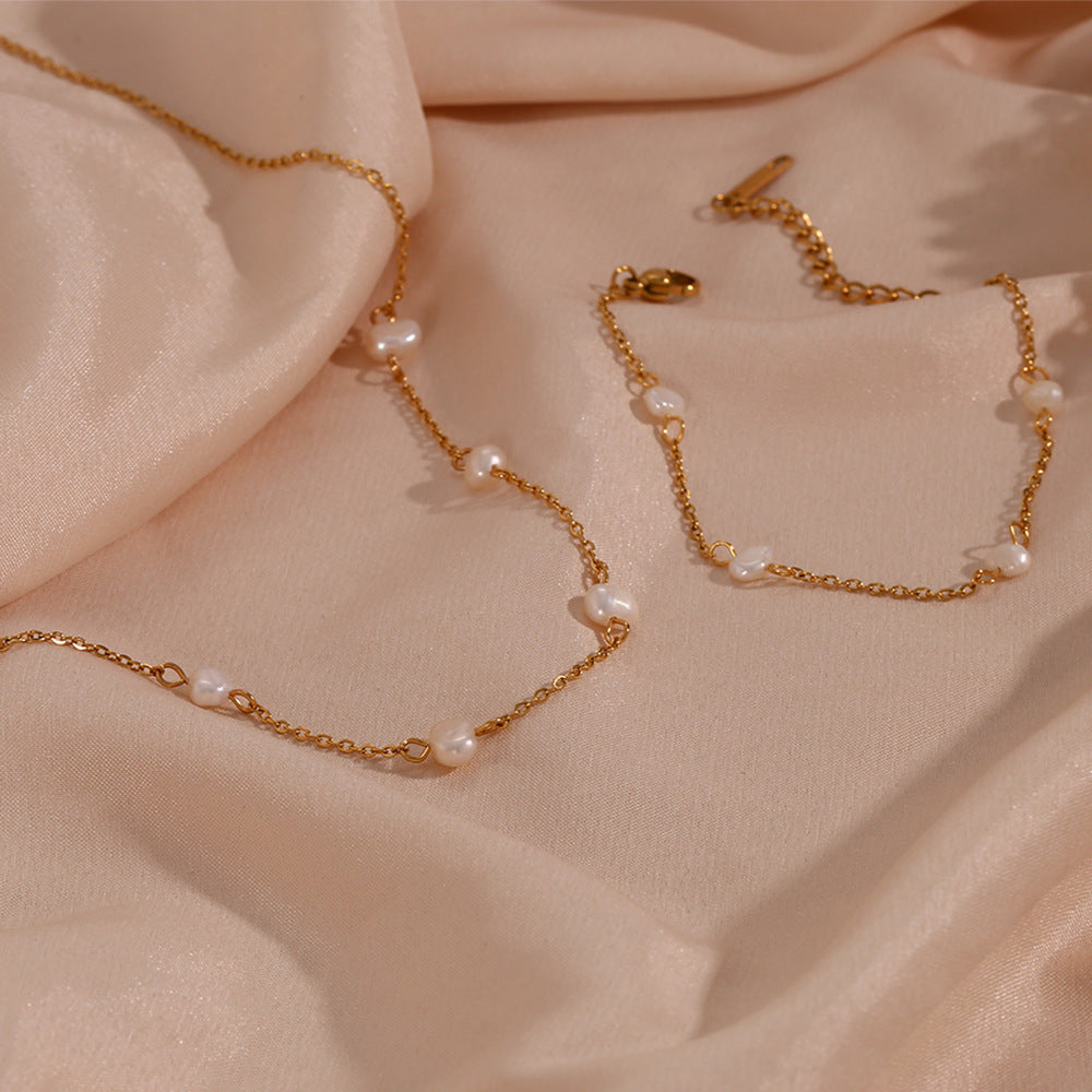 Pearl Chain Necklace & Bracelet